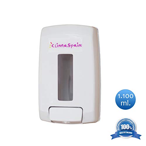 ClimaSpain - Dispensador de Gel Hidroalcoholico Manual · Dosificador de Jabon en Pared de 1'1 L · Dispensador de Desinfectante Manos con Sistema de Cierre con Llave