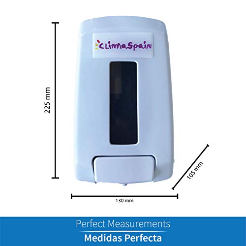 ClimaSpain - Dispensador de Gel Hidroalcoholico Manual · Dosificador de Jabon en Pared de 1'1 L · Dispensador de Desinfectante Manos con Sistema de Cierre con Llave