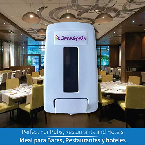 ClimaSpain - Dispensador de Gel Hidroalcoholico Manual · Dosificador de Jabon en Pared de 1'1 L · Dispensador de Desinfectante Manos con Sistema de Cierre con Llave