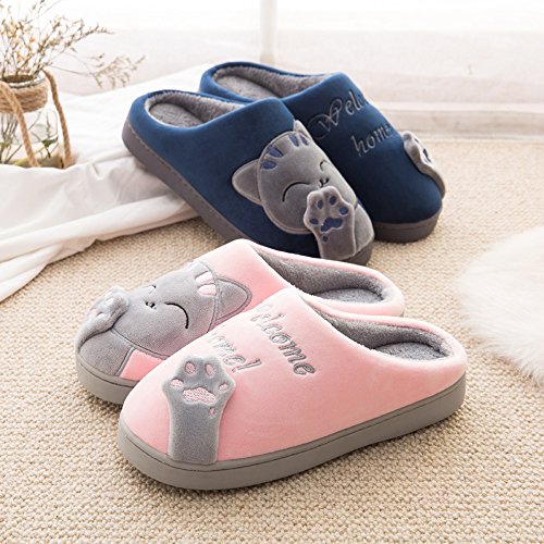 Cliont Zapatillas de Gato Lindo Zapatillas de Invierno de Interior Zapatos Antideslizantes Mujeres y Hombres