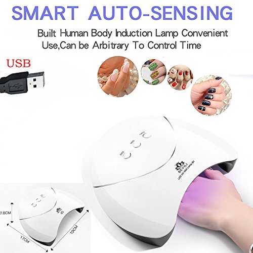 CLOOM Lámpara Secador De Uñas, LED/UV Gel Esmalte De Uñas Curado Luz Máquina, 3 Modos De Tiempo, Profesional Lámpara Para Uñas Manicura Shellac y en Gel Manicura/Pedicure Nail Art en El Hogar