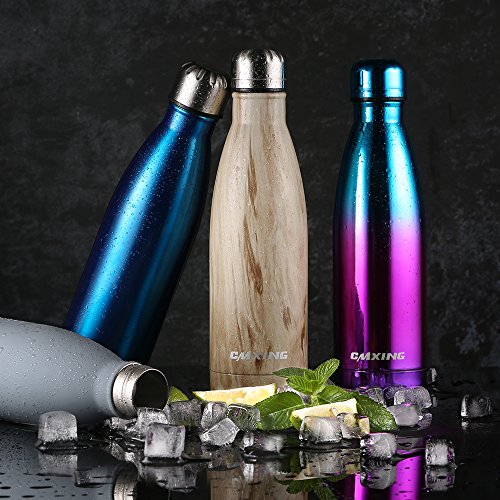 CMXING Botella De Agua 500ML/750ML de Doble Pared con Aislamiento de Botella de Agua de Acero Inoxidable para Mantener Sus Bebidas Caliente y Fría, Deportiva Botella Acero Inoxidable Térmica