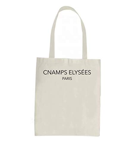 Cnamps Elysees black coloured slogan Tote Bag - Bolsa de compras divertida