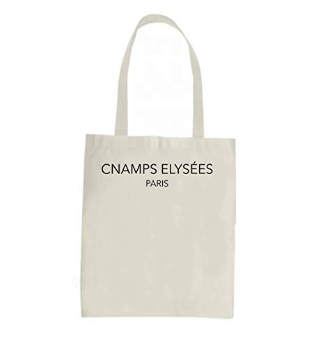 Cnamps Elysees black coloured slogan Tote Bag - Bolsa de compras divertida