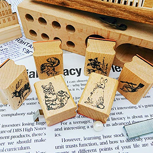 Co-link 15pcs Sello de Madera con Animal Plantas, Sello para la Tarjeta del Arte de la decoración de DIY Que Hace Fuentes de Scrapbooking
