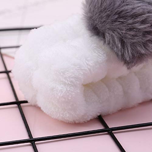 Co-link Panda - Diadema de Forro Polar Suave y elástico con Pompones, para Mujer, 2 Unidades, Color Negro y Gris