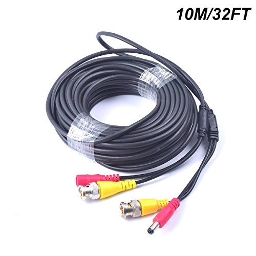Cocar 32FT 10M All-in-One BNC Vídeo Extensión Cable con Conector CC Alimentación para Cámaras de Seguridad Inicio de Vigilancia CCTV Circuito Cerrado de TV del Sistema