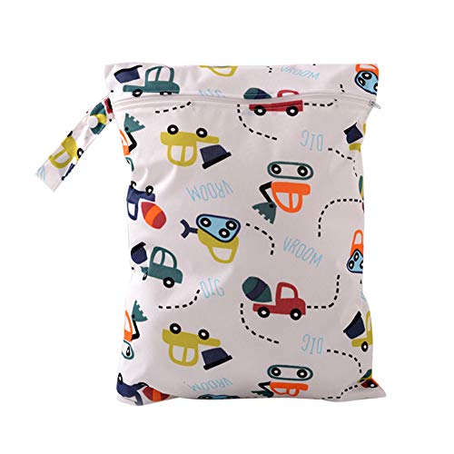 Cochecito bolso colgante de una sola capa bolsa de pañales de almacenamiento de la cremallera bolsas de pañales azul Coches de impresión reutilizable lavable del pañal Colgando Organizador