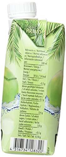 Coco Primo 100 % Agua de Coco Pura - 12 Tetra Pack