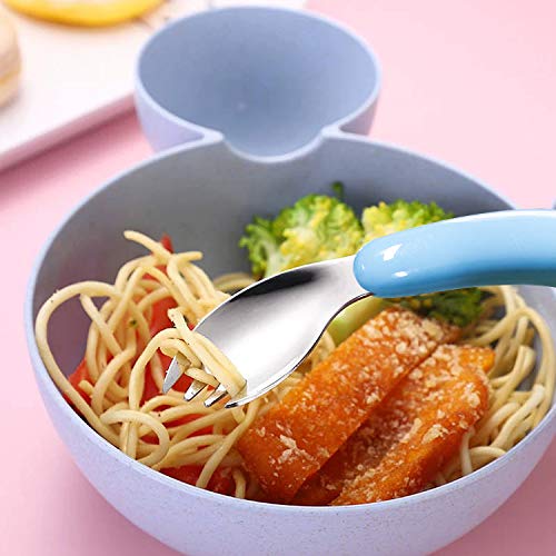 cococity Cubertería Infantil Acero Inoxidable Tenedor para bebé 13x3cm cubiertos de mono para bebé Cuchara infantil (2 piezas)