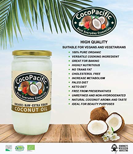 CocoPacific - Aceite de coco virgen extra bio y crudo, 750 ml