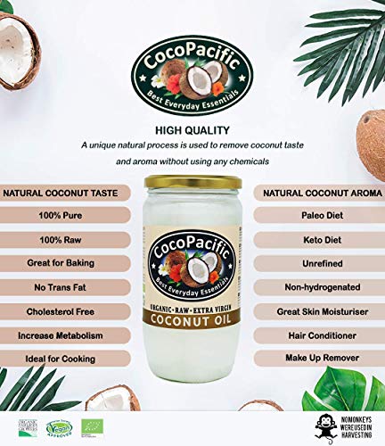 CocoPacific - Aceite de coco virgen extra bio y crudo, 750 ml
