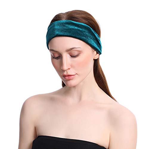 Cocoty-store Diademas Mujer Elástica Turbantes Flor impresión Diademas Deporte Nudo Banda para Cabello Yoga Cabeza Wraps(Azul
