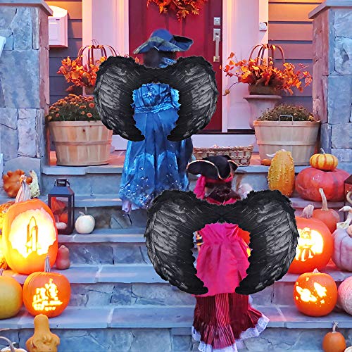 CODIRATO Alas de Angel Negras con Correas de Hombro Alas de Ángel de Plumas Ligera Alas Negras Maléfica para Fiestas de Disfraces, Halloween y Navidad (40x60cm/16x24inch)