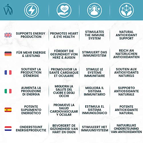 Coenzima Q10 300mg | Suplemento CoQ10 De la Ubiquinona Antioxidante Natural Anti Edad, Mejora Sistema Inmunológico y Cardiovascular, Regenerador Celular Máxima Absorción, 90 Cápsulas Vegano