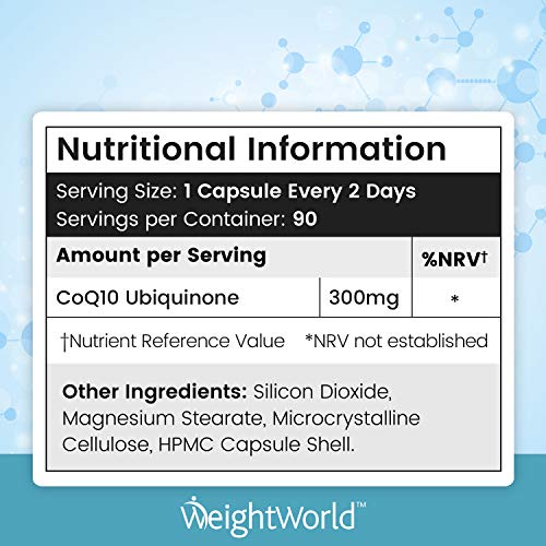 Coenzima Q10 300mg | Suplemento CoQ10 De la Ubiquinona Antioxidante Natural Anti Edad, Mejora Sistema Inmunológico y Cardiovascular, Regenerador Celular Máxima Absorción, 90 Cápsulas Vegano