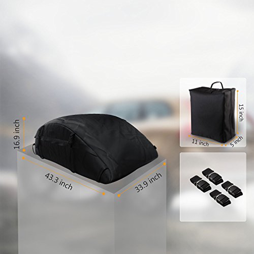 Cofre Techo de Coche, Bacas y Portaequipajes Maletero Impermeable Plegable Carga en el Techo Caja de Almacenamiento para Viaje Fácil de Instalar 420-580L (15/20 Pies Cúbicos) (110 * 86 * 43cm)