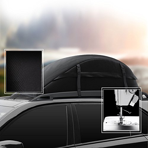 Cofre Techo de Coche, Bacas y Portaequipajes Maletero Impermeable Plegable Carga en el Techo Caja de Almacenamiento para Viaje Fácil de Instalar 420-580L (15/20 Pies Cúbicos) (110 * 86 * 43cm)