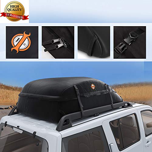 Cofre Techo de Coche, Bacas y Portaequipajes Maletero Impermeable Plegable Carga en el Techo Caja de Almacenamiento para Viaje Fácil de Instalar 420-580L (15/20 Pies Cúbicos) (110 * 86 * 43cm)