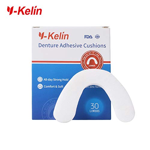 Cojín adhesivo para dentadura inferior Y-Kelin, 30 almohadillas (4 Pack)