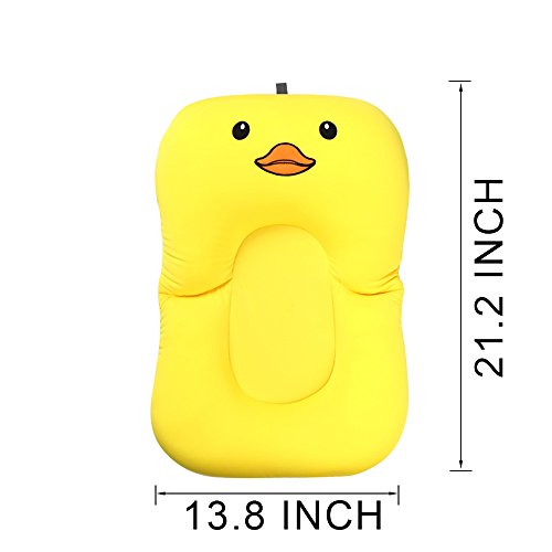Cojín de baño para bebé UNAOIWN, asiento de cojín antideslizante para baño de recién nacido, almohadilla para bañera de baño flotante para bebés Cojín de esponja para baby shower (Amarillo, pato)