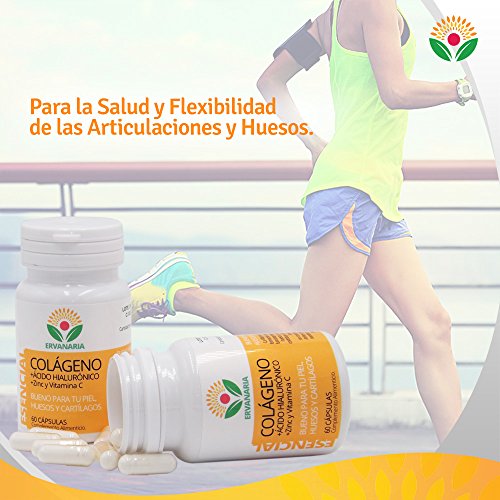 Colágeno Hidrolizado Ácido Hialurónico, Zinc Vitamina C .60 Cáp. Mejora Elasticidad Y Salud de Cartílagos, Articulaciones, Tendones y Huesos. AntiEdad de la piel y Antioxidante Contra las arrugas.