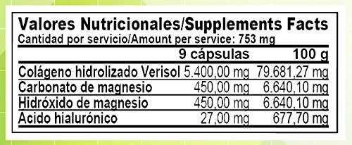 Colageno Hidrolizado Verisol® + Acido Hialuronico + Magnesio | 180 Capsulas