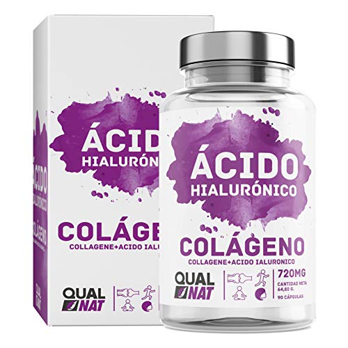 Colágeno Marino con Ácido Hialurónico Cápsulas | Vitamina C| Para Una Piel Radiante y Un Buen Mantenimiento las Articulaciones – 90 Cápsulas - Qualnat