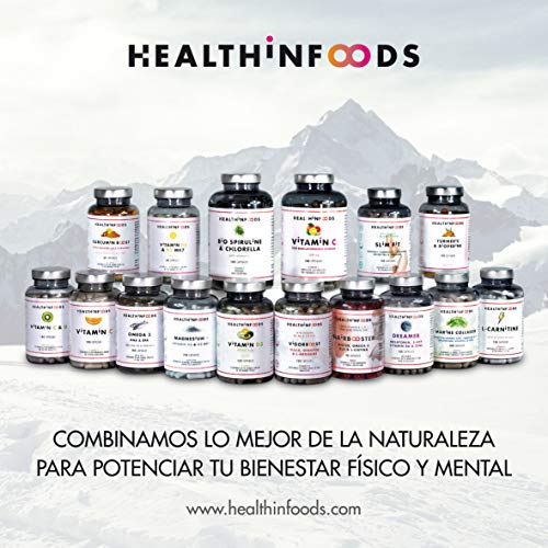 Colágeno Marino Hidrolizado+Ácido Hialurónico+Coenzima Q10+ Magnesio+Vitamina C y Zinc|Suplemento Articulaciones,Piel,Huesos. 100 Cápsulas Veganas|Alta Concentración|Fabricado en España|Healthinfoods