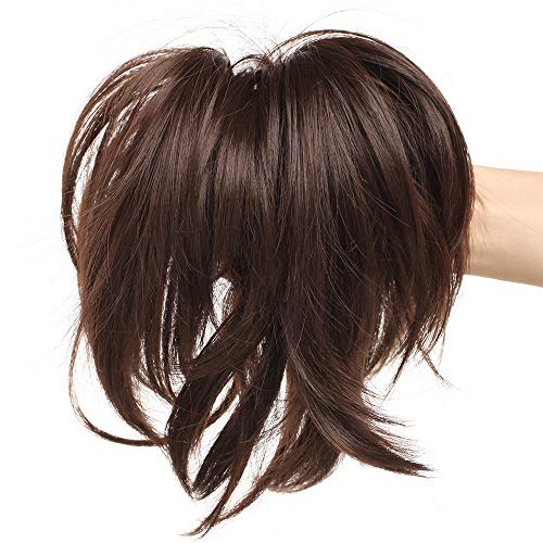 Coleta Postiza Ajustable con Pinza Pelo Sintético Se Ve Natural Extensiones de Cabello Clip Coletero Postizos de Pelo para Mujer Liso 12 Pulgadas(30cm,95g,Castaño Chocolate)