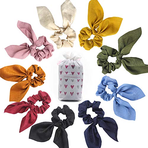 Coleteros para el pelo, de terciopelo, elásticos, suaves, de gasa, con lazo de flores vintage, para niñas y mujeres, con bolsa de almacenamiento