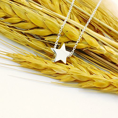 Colgante con forma de estrella, plata de ley 925, cadena de 45 cm