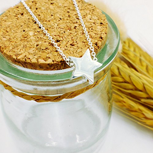 Colgante con forma de estrella, plata de ley 925, cadena de 45 cm