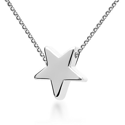Colgante con forma de estrella, plata de ley 925, cadena de 45 cm