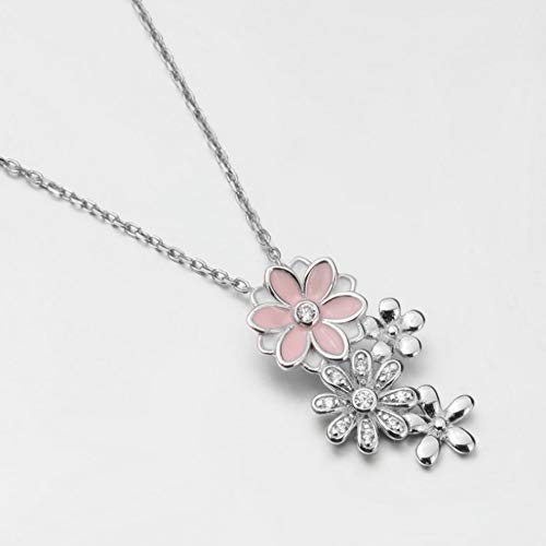 Colgante de plata de ley S925 con diseño de gotas de aceite y flor, con circonita cúbica, cadena de clavícula de 45 cm, romántica para el día de San Valentín, boda, regalo de cumpleaños