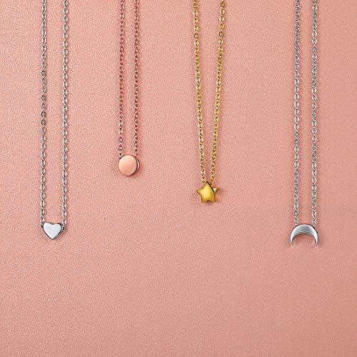 Colgante Mujer Clavícula Oro Rosa Rosado Corazón Collar para Chica Muchacha 925 Plata Esterlina Joyería Simple Elegante Delgada Regalo de Año Nuevo Madre