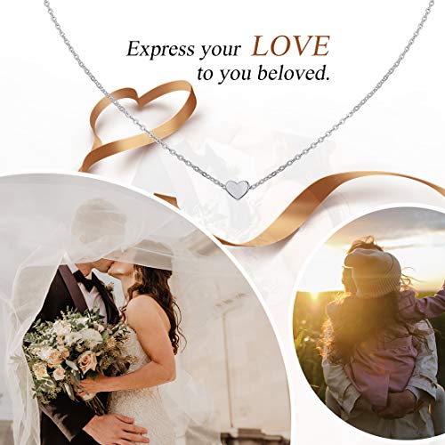 Colgante Mujer Clavícula Oro Rosa Rosado Corazón Collar para Chica Muchacha 925 Plata Esterlina Joyería Simple Elegante Delgada Regalo de Año Nuevo Madre