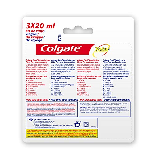 Colgate 265157 Total - Pasta de Dientes para Viajes - 3 x 19 ml