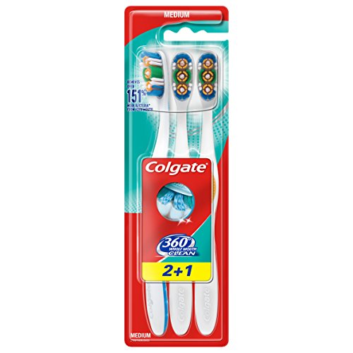 Colgate 360 – Cepillo de dientes medium 3 piezas – Juego de 4