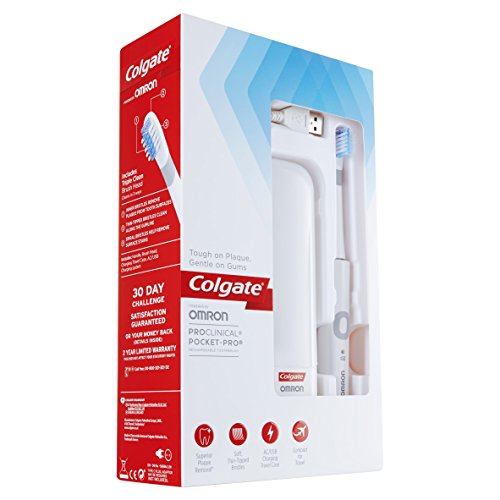 Colgate ProClinical Pocket-Pro - Cepillo de dientes eléctrico recargable, color blanco