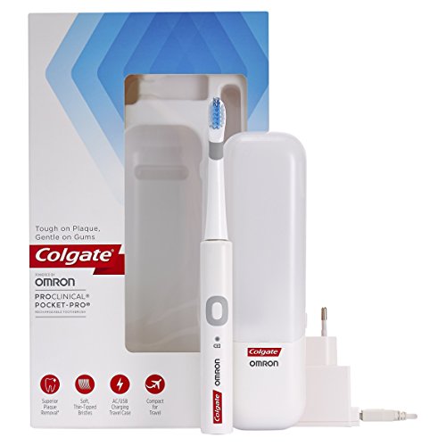 Colgate ProClinical Pocket-Pro - Cepillo de dientes eléctrico recargable, color blanco