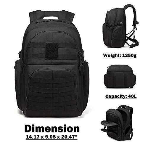 Colisal Mochila Militar 40L Mochila Tactica para Hombre Mochila Ejercito con Molle Gran Capacidad Mochila Asalto para Senderismo Mochila Negro