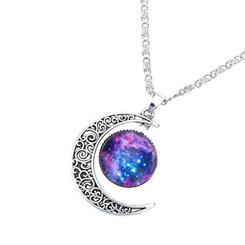 Collar Cadena Ajustable Colgante Luna Creciente Joyería Regalo para Mujer Moda Color Plata # 10