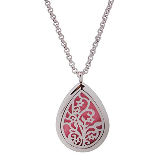 Collar Colgado Acero Inoxidable 316L Gota de Agua Medallón Aromaterapia