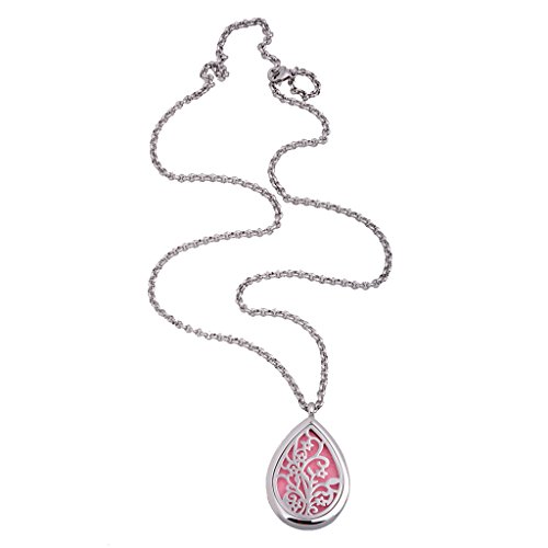 Collar Colgado Acero Inoxidable 316L Gota de Agua Medallón Aromaterapia