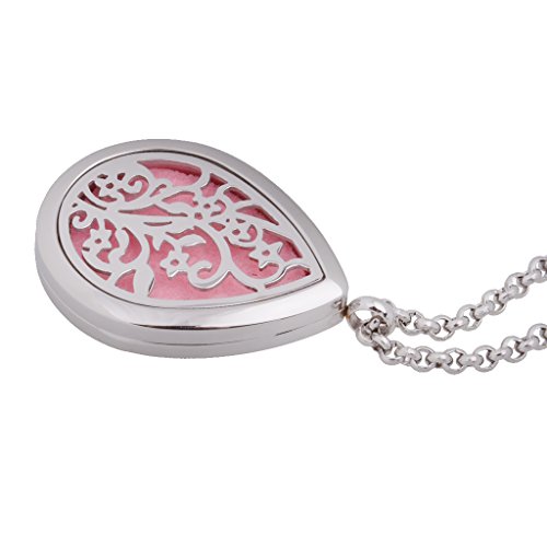 Collar Colgado Acero Inoxidable 316L Gota de Agua Medallón Aromaterapia