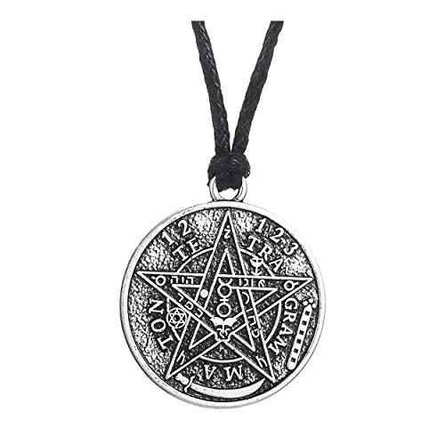 Collar con colgante de anzuelo de anzuelo, collar vikingo, tetragrammatón hebreo, talismán, amuleto de amor, pentagrama, amuleto para mujeres, hombres, niños, novio