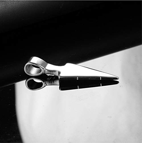 Collar con colgante de punta de flecha negra de acero inoxidable para hombre, cadena de 61 cm, cumpleaños y Navidad Plateado