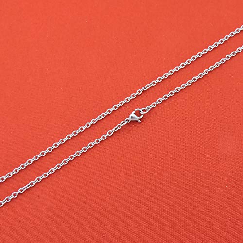 Collar de cadena de acero inoxidable de 2 mm, cadena fina de tono plateado, para collar o colgante, 40,6 a 76,2 cm