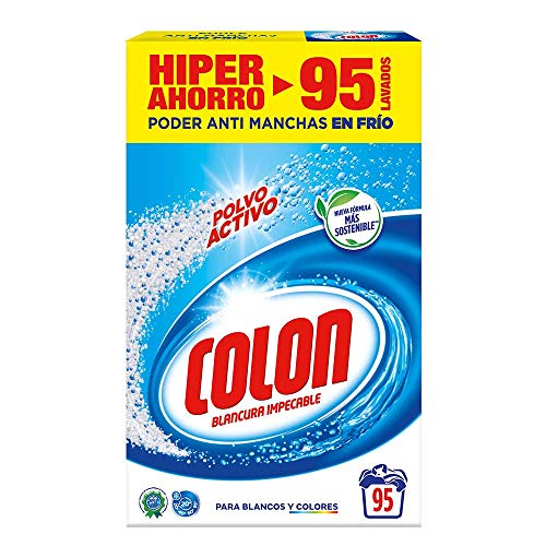 Colon Polvo Activo - Detergente para lavadora, adecuado para ropa blanca y de color, formato polvo - 95 dosis, 5.890 kg